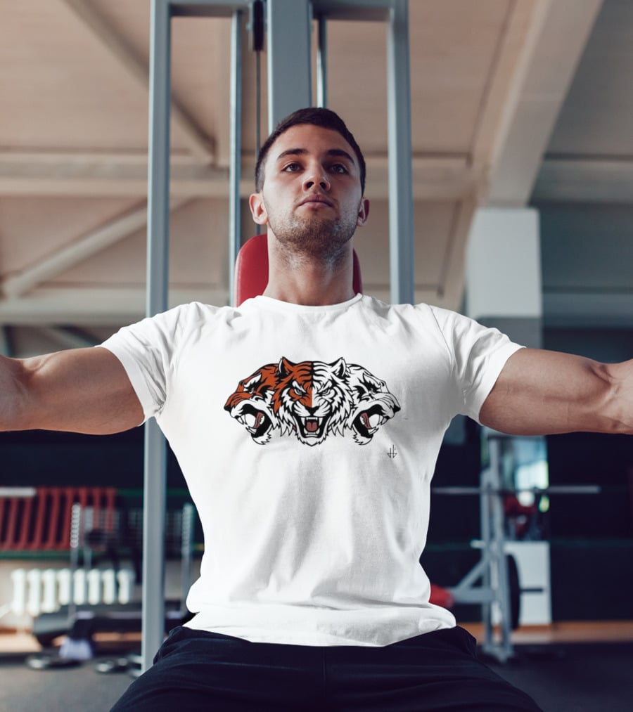 Three Headed Tiger Big Cat Fierce Roaring Trio T-Shirt