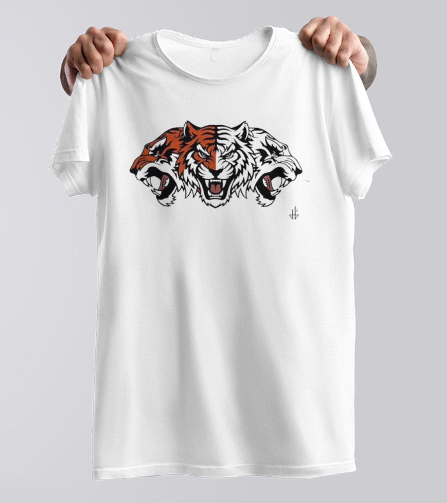 Three Headed Tiger Big Cat Fierce Roaring Trio T-Shirt