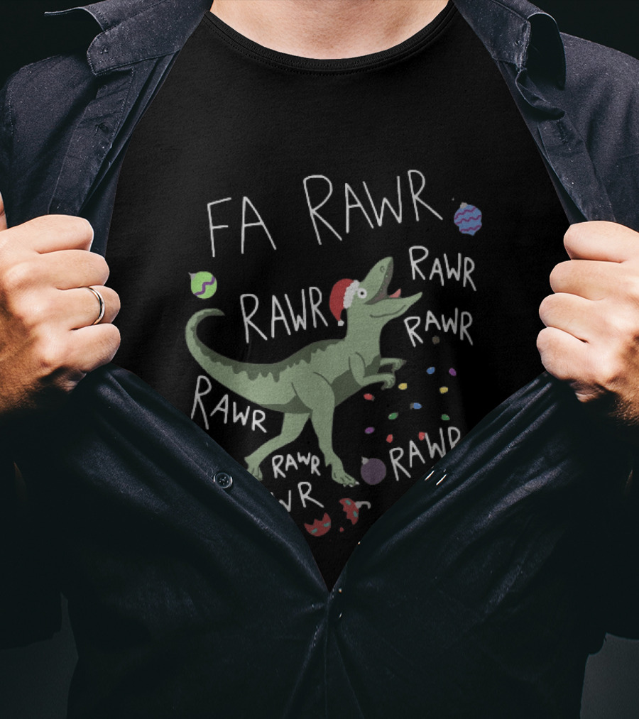 Santa Dinosaur Rex Fa Rawr Rawr Rawr Christmas Holiday T-Shirt