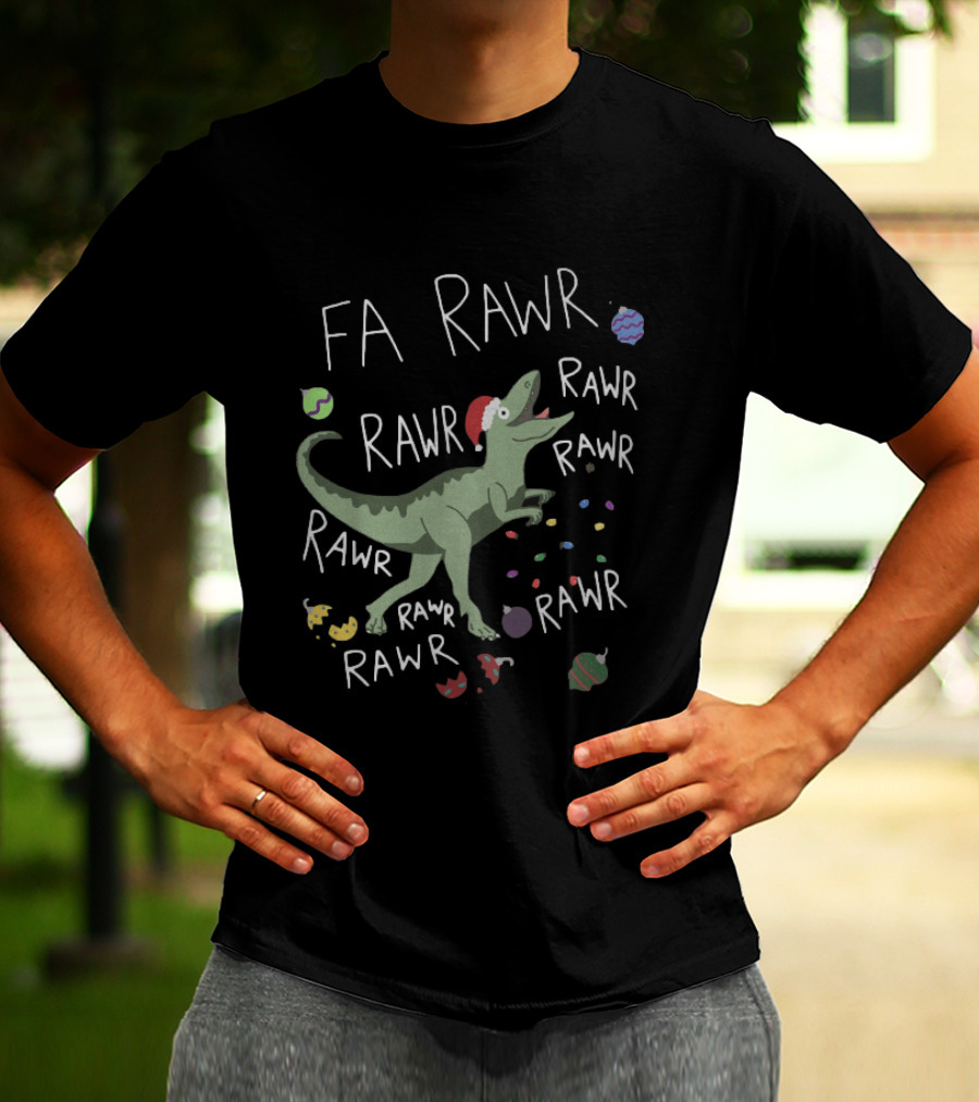 Santa Dinosaur Rex Fa Rawr Rawr Rawr Christmas Holiday T-Shirt