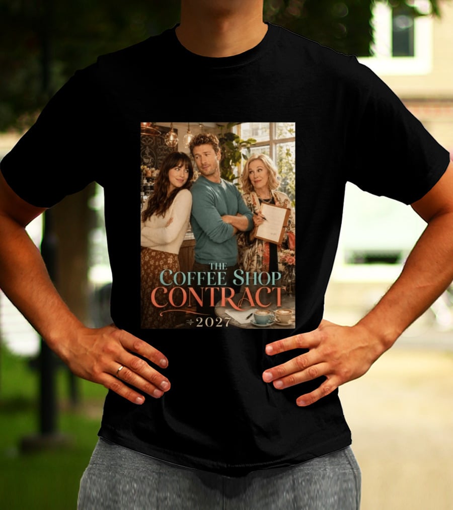 The Coffee Shop Contract 2027 Cozy Romantic Comedy Scene T-Shirt