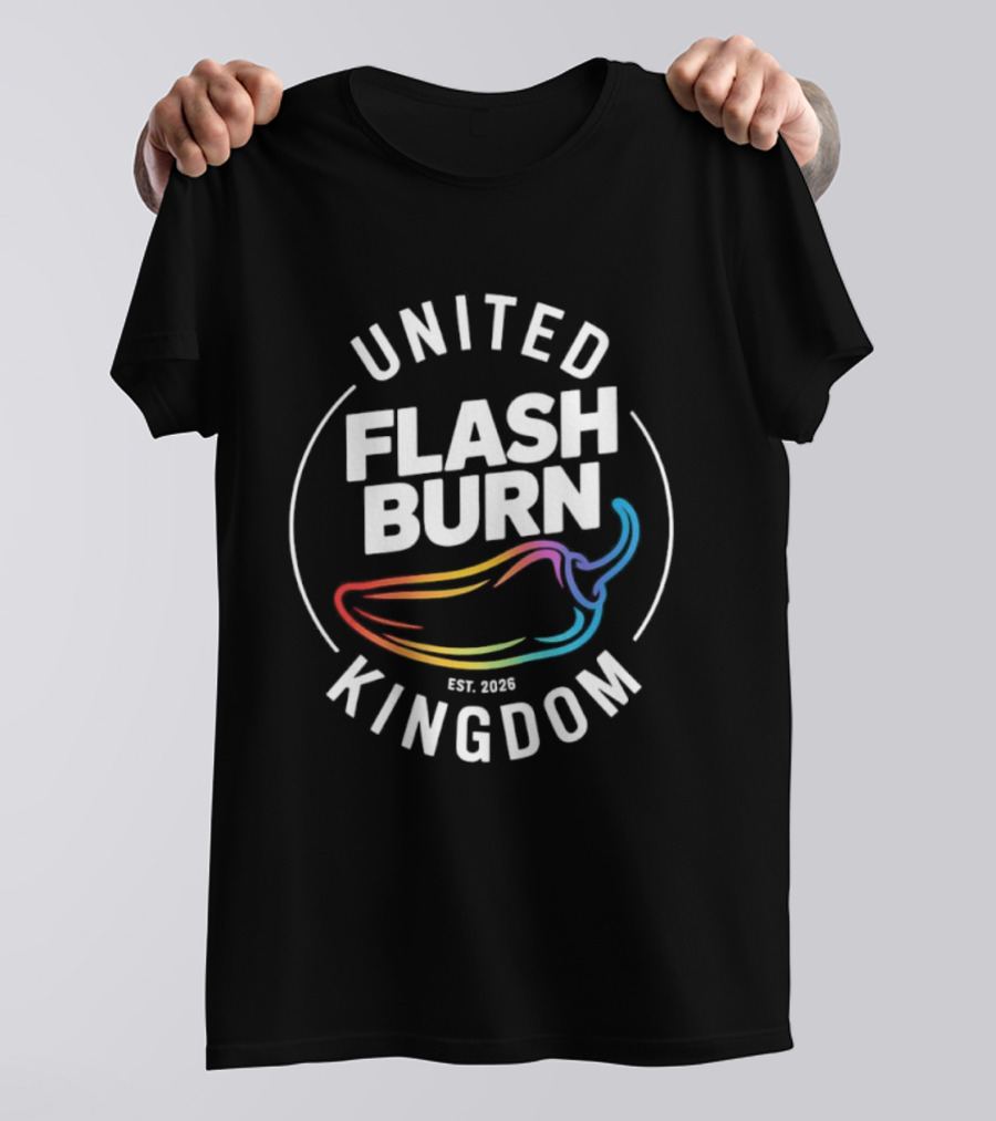 United Flash Burn Kingdom Est 2026 Spicy Pepper Color Burst T-Shirt