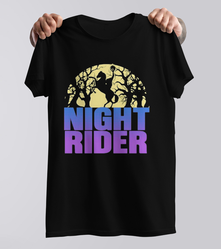 Night Rider Headless Horseman Halloween Moon T-Shirt