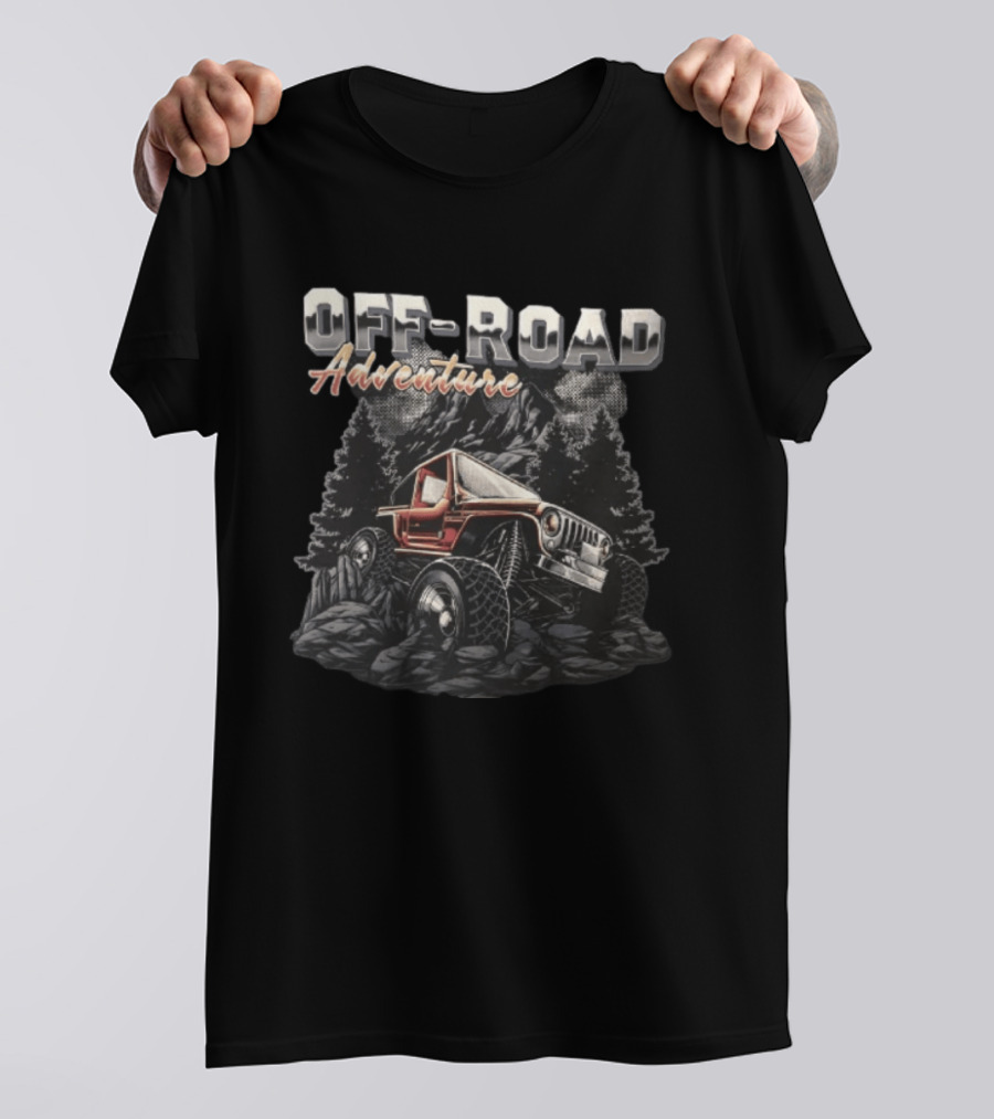 OFF ROAD Adventure Orange 4×4 Vehicle On Rocks Rugged Exploration T-Shirt