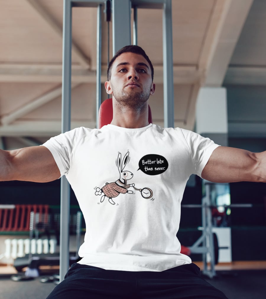 Better Late Than Never Rabbit Pocket T-Shirt