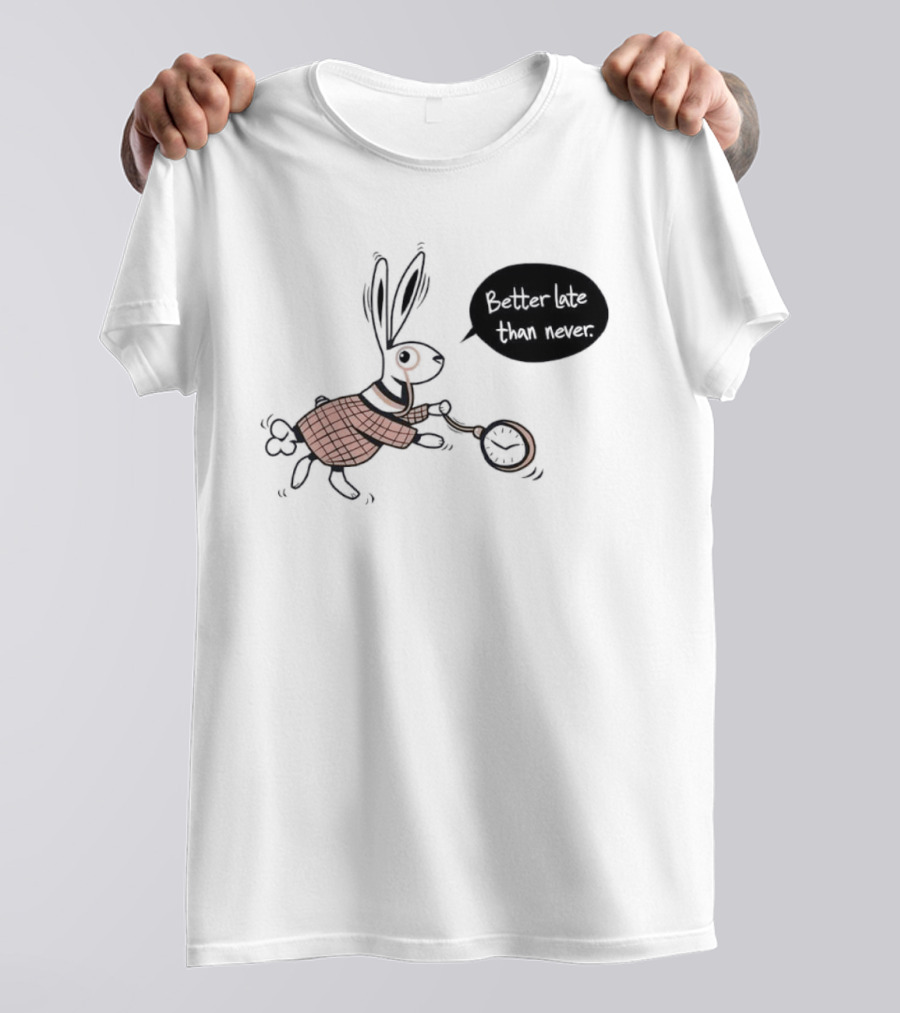 Better Late Than Never Rabbit Pocket T-Shirt