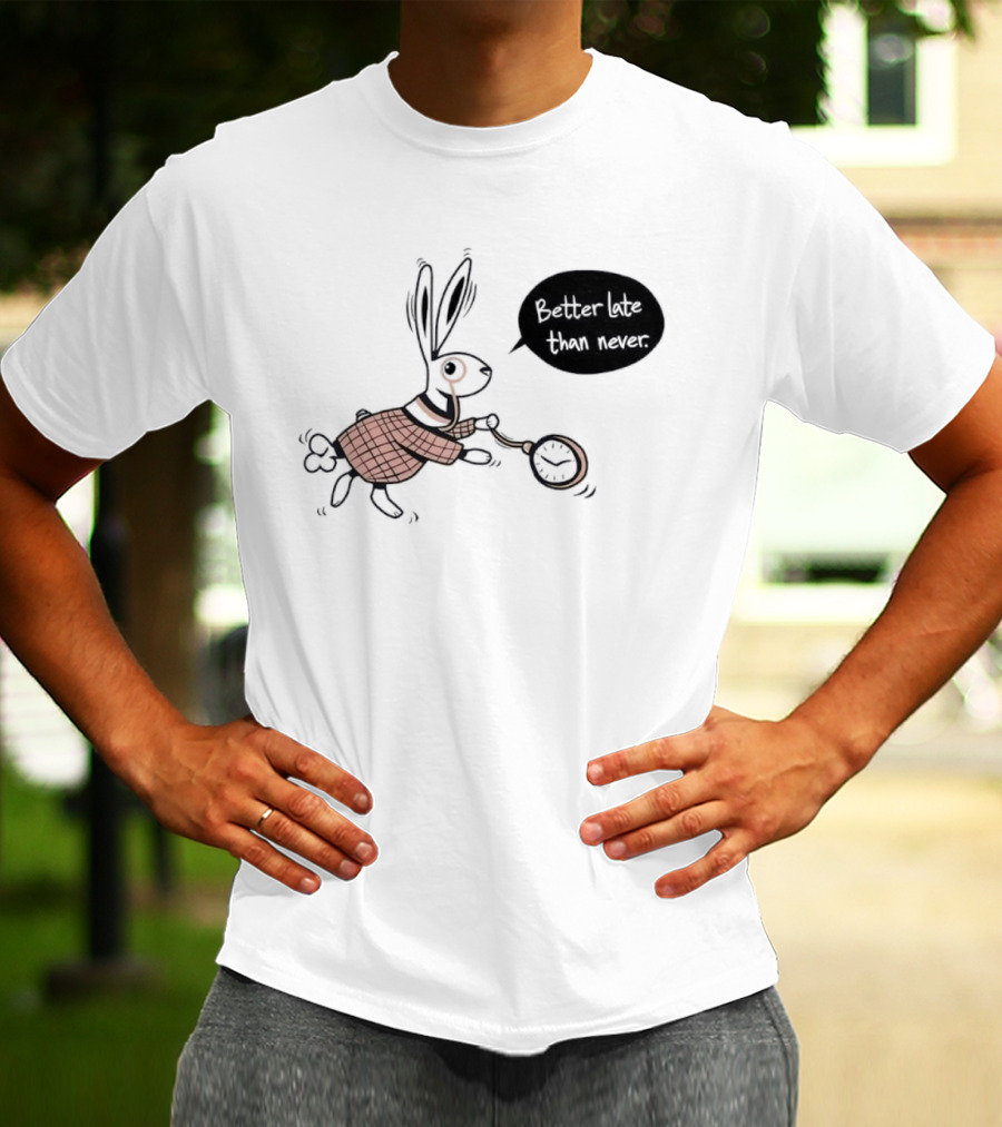 Better Late Than Never Rabbit Pocket T-Shirt