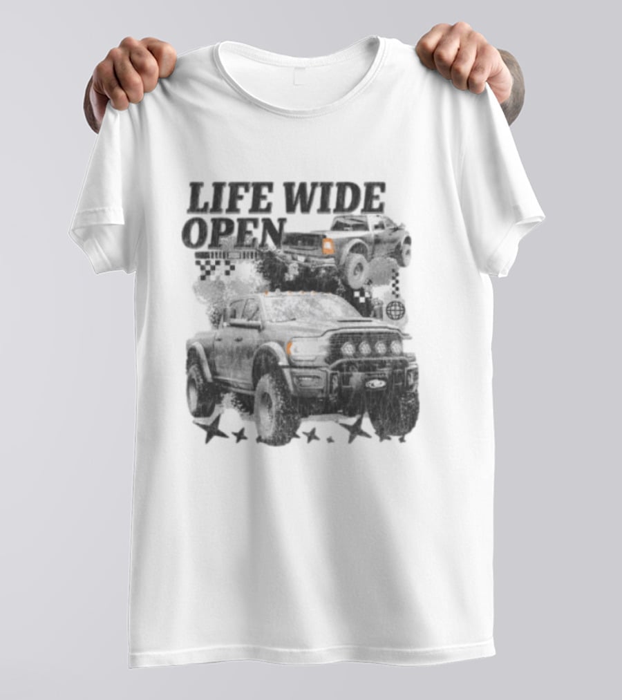 Cboystv Store Prospector Whiteout Life Wide Open Offroad Trucks T-Shirt
