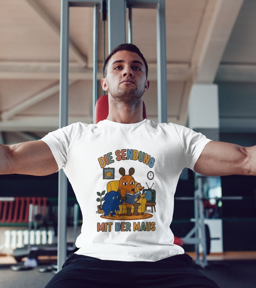 Die Sendung Mit Der Maus Cartoon Maus Ente Elefant Lesen Sitzung Wohnzimmeruhr T-Shirt