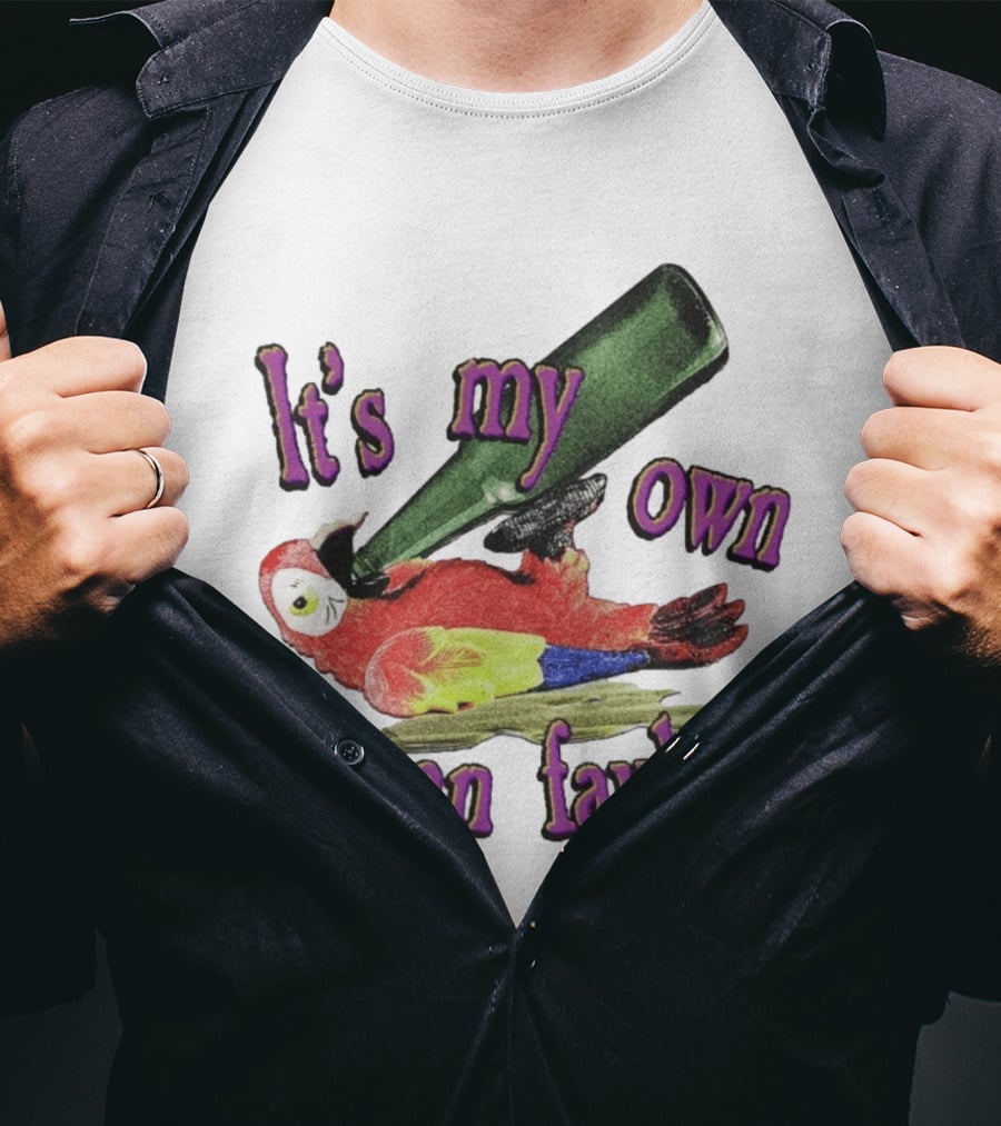 Fsgprints Wastin Away Again It's My Own Damn Fault Parrot Drinking T-Shirt