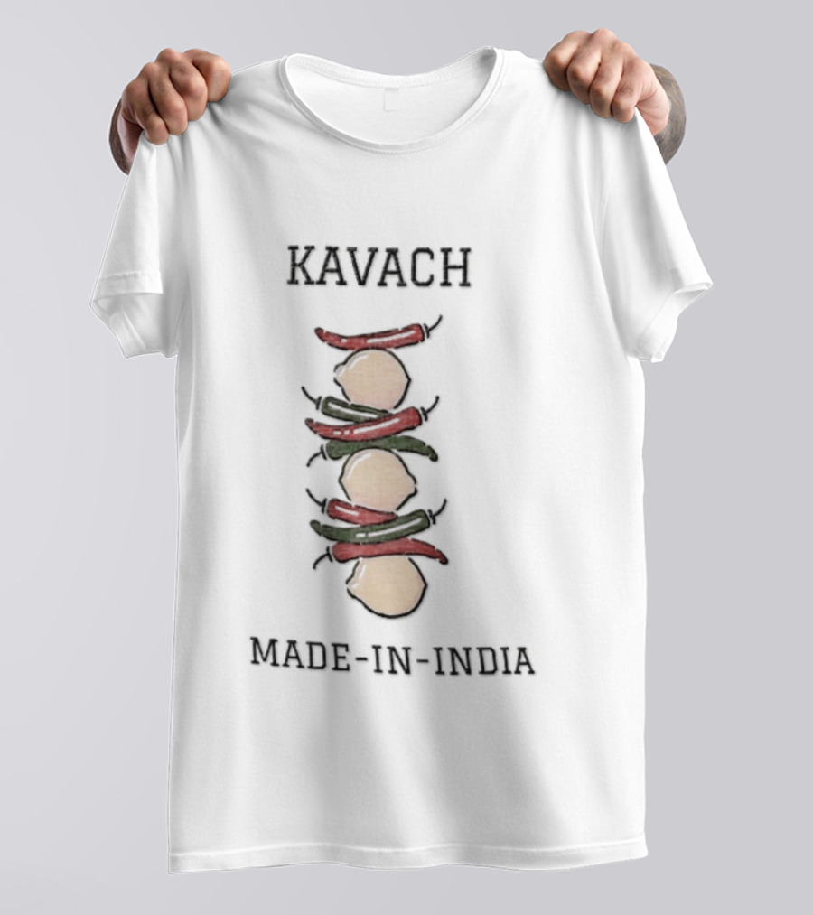 Kavach Made In India Cartoon Stacked Lemons And Chili Peppers T-Shirt