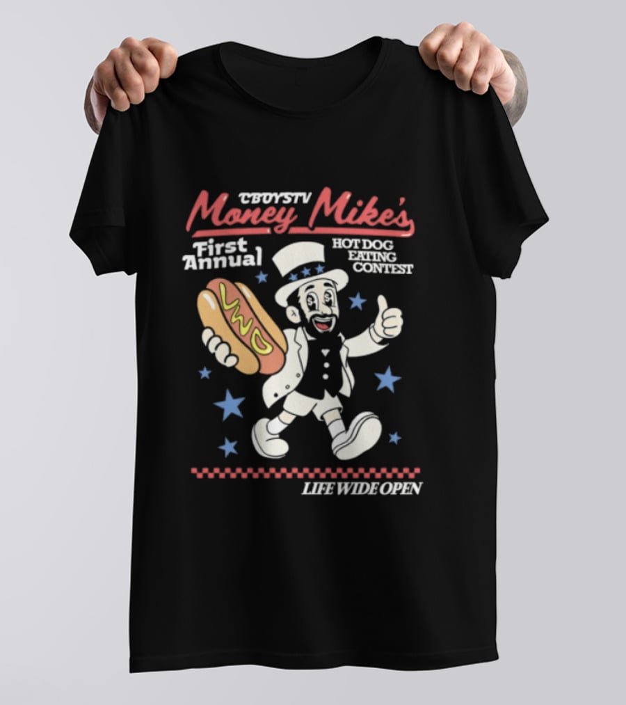 Cboystv Money Mikes First Annual Hotdog Eating Contest Live Wide Open T-Shirt