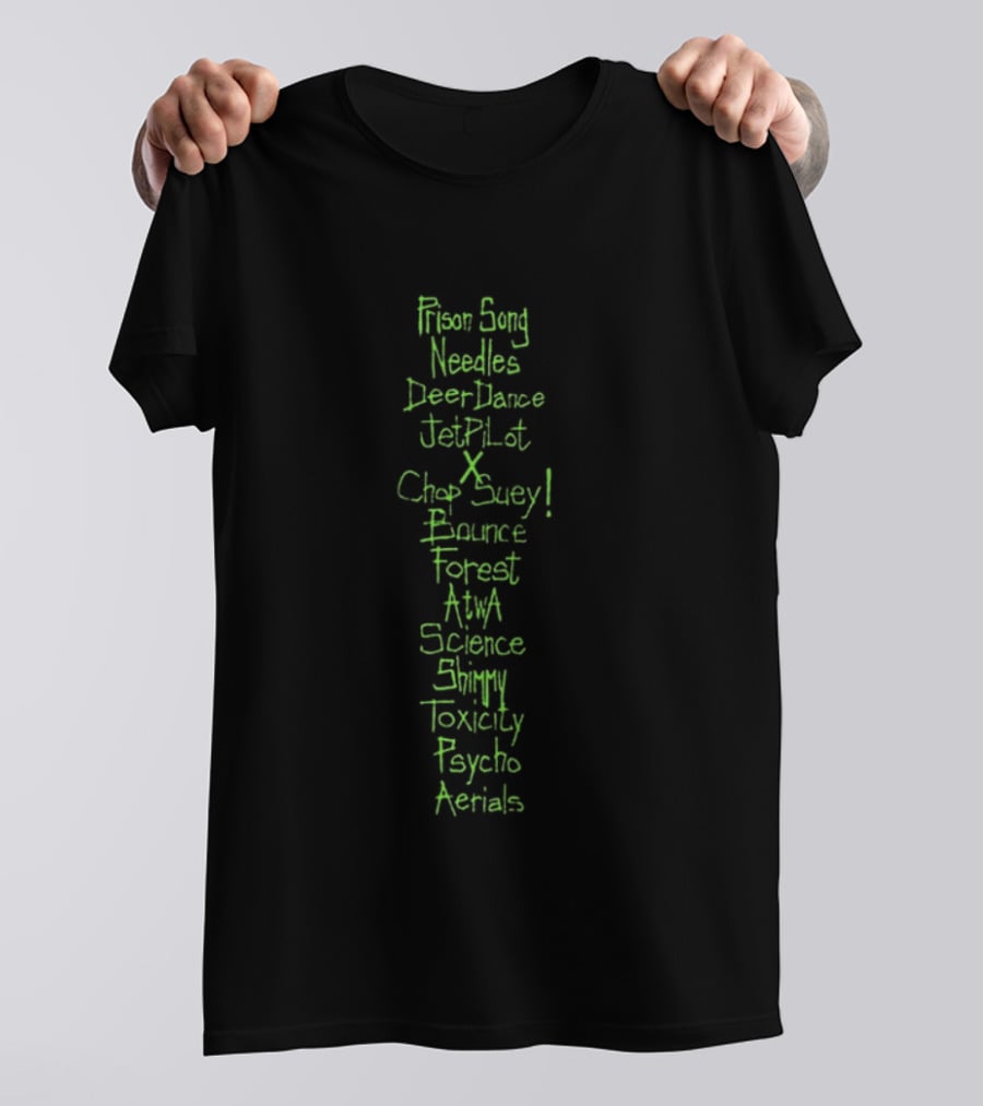 System Of A Down Toxicity 25th Anniversary Tracklist Chop Suey Bounce Aerials T-Shirt