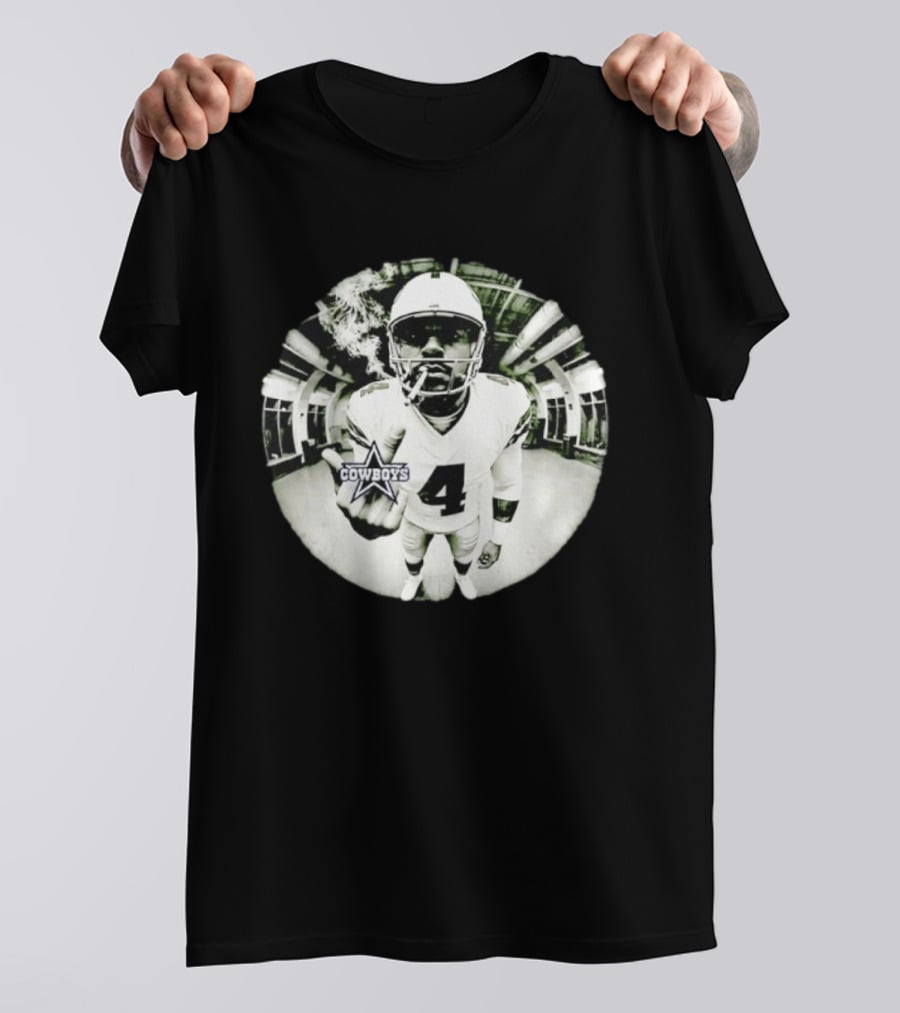 Dak Prescott Cowboys Number 4 Smoking وسط البنية التحتية T-Shirt