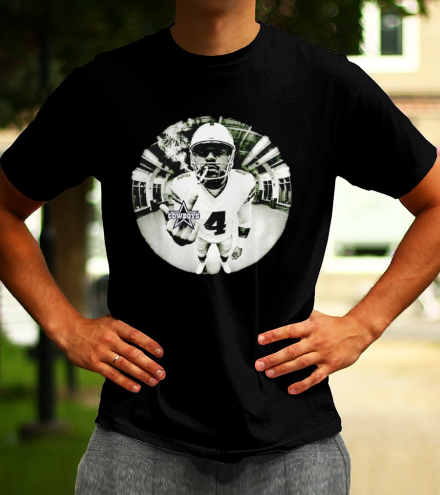 Dak Prescott Cowboys Number 4 Smoking وسط البنية التحتية T-Shirt