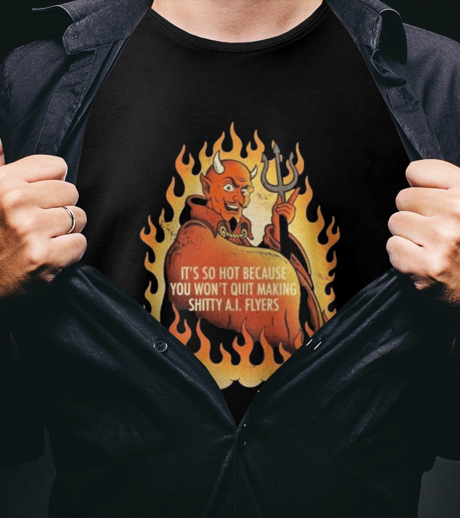 Devil It's So Hot Because You Won't Quit Making Shitty AI Flyers T-Shirt