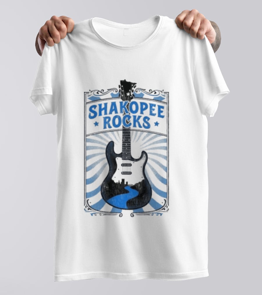 Shakopee Rocks Guitar Minnesota Rock And Roll Stripes T-Shirt