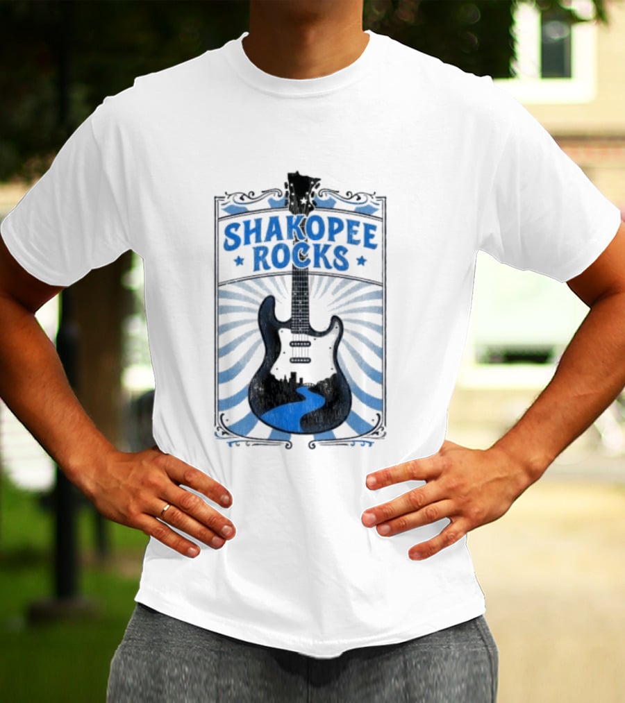 Shakopee Rocks Guitar Minnesota Rock And Roll Stripes T-Shirt