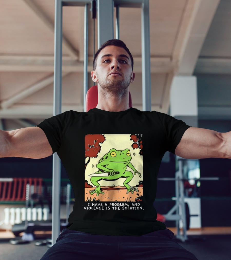 Frog Holding Knife Problem And Violence Solution T-Shirt