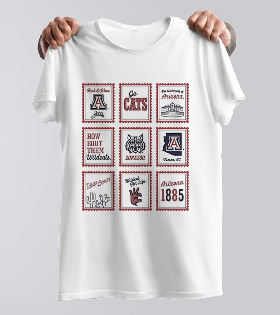 Arizona Wildcats Bear Down University Collection Go Cats Stamp Arizona 1885 Wildcats T-Shirt
