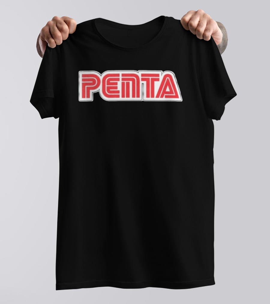 Penta Brand Retro 70s Style Bold Red Lettering T-Shirt