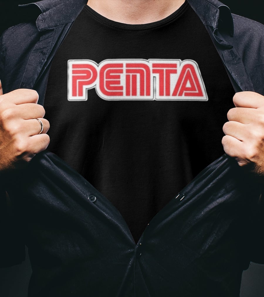 Penta Brand Retro 70s Style Bold Red Lettering T-Shirt