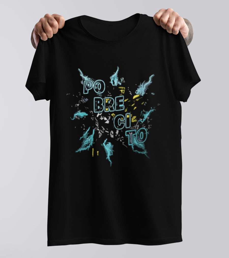 Pobrecito Cyan Yellow Pixel Splatter T-Shirt