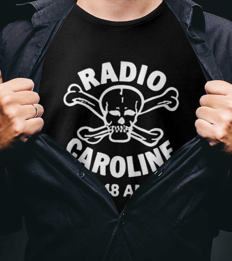 Radio Caroline 648 AM Skull And Crossbones Pirate T-Shirt