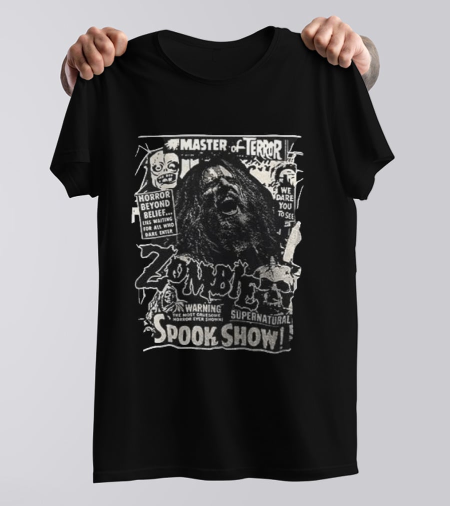Rob Zombie Master Of Terror Spook Show Horror Beyond Belief Supernatural Warning T-Shirt
