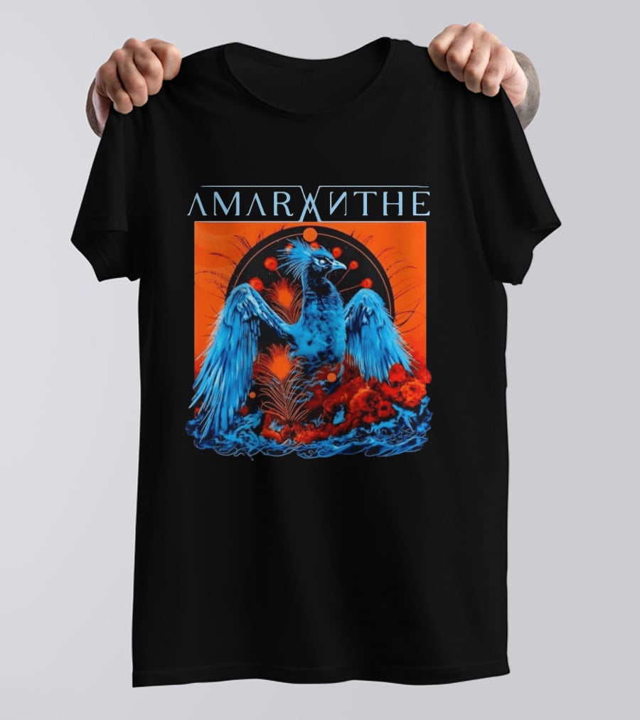 Amaranthe Phoenix Bird Metal Band Blue And Orange T-Shirt