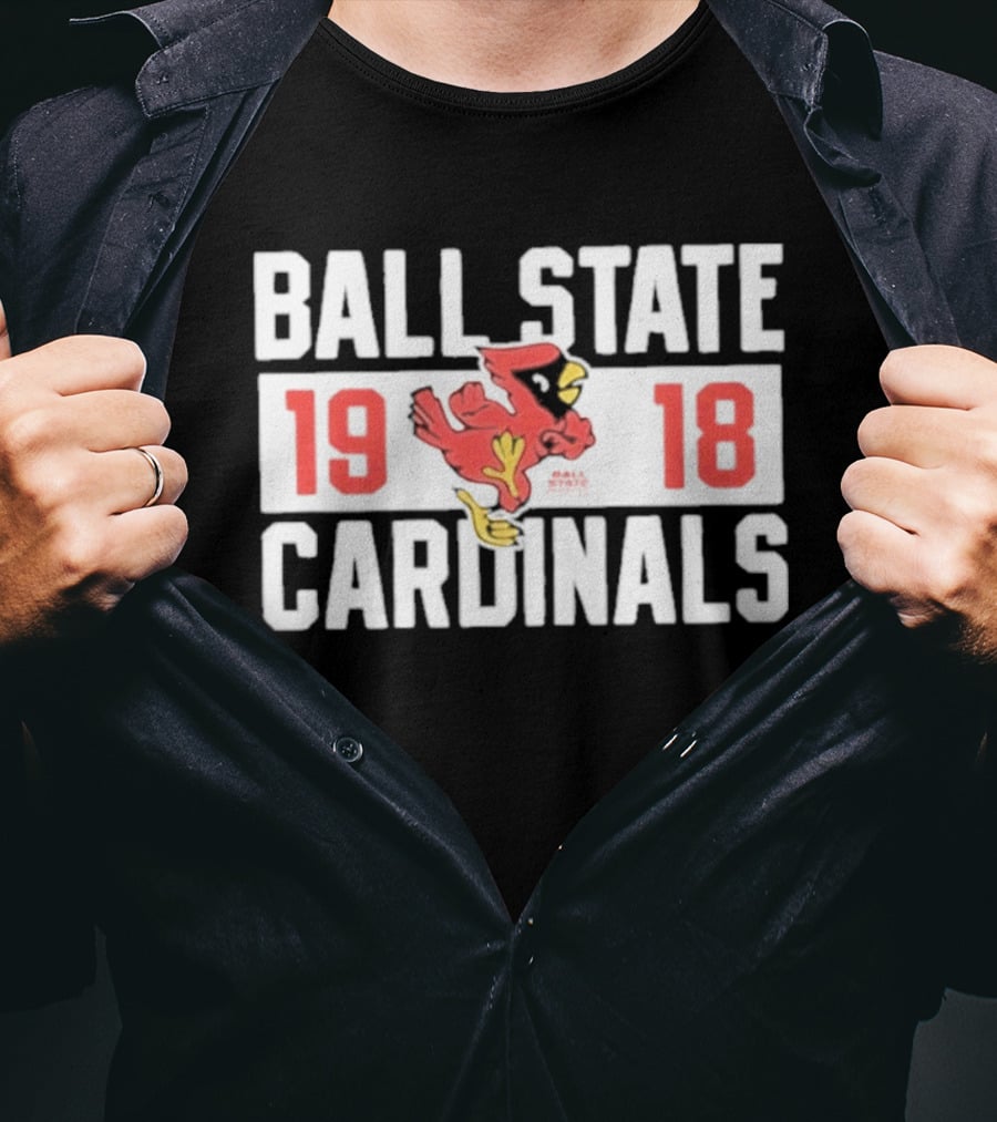 Ball State Cardinals 1918 Vintage Logo Red Cardinal Football Team T-Shirt