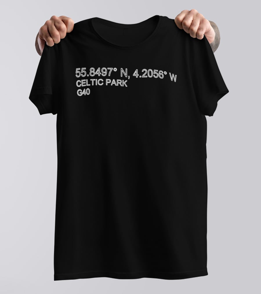 Celtic Park Coordinates 55.8497° N 4.2056° W G40 Glasgow Football Stadium T-Shirt