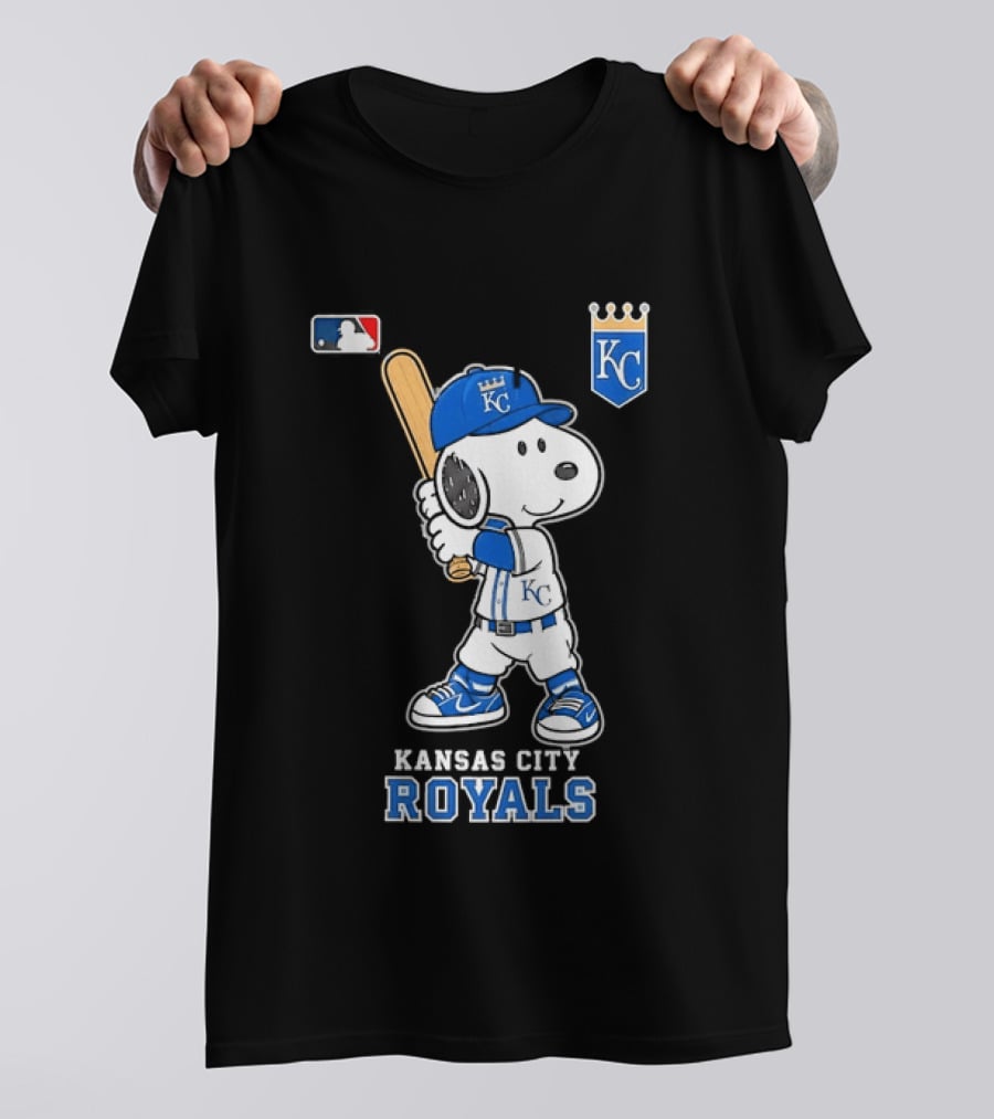 Snoopy Wearing Kansas City Royals Baseball Jersey Player MLB T-Shirt