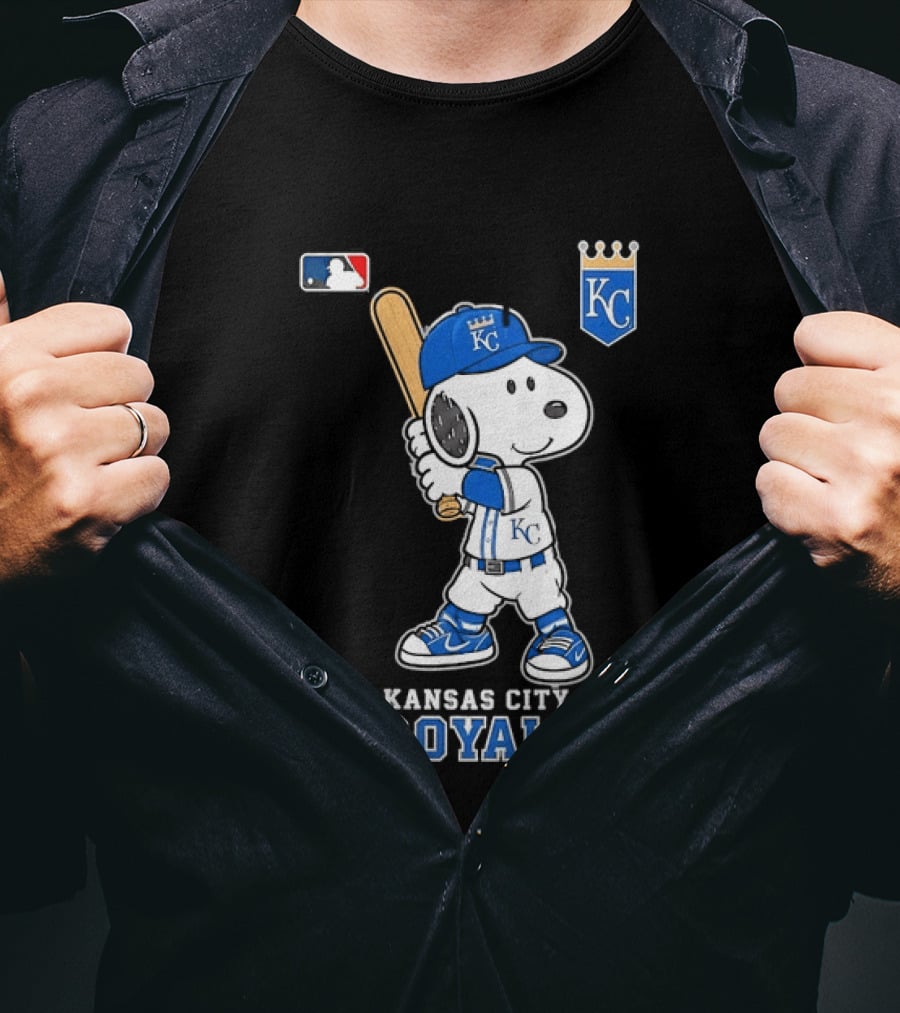 Snoopy Wearing Kansas City Royals Baseball Jersey Player MLB T-Shirt