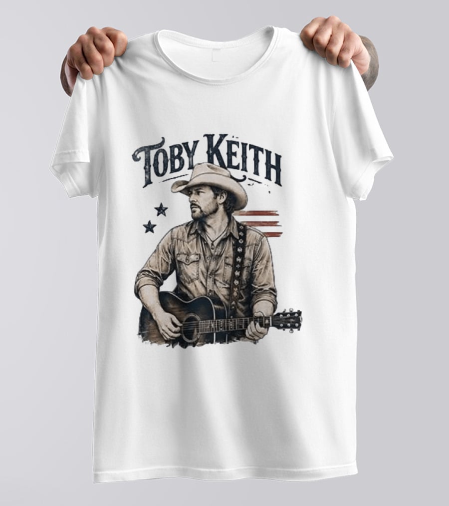 Toby Keith Raised Country Live Proud Guitar Cowboy Hat Stars Stripes T-Shirt