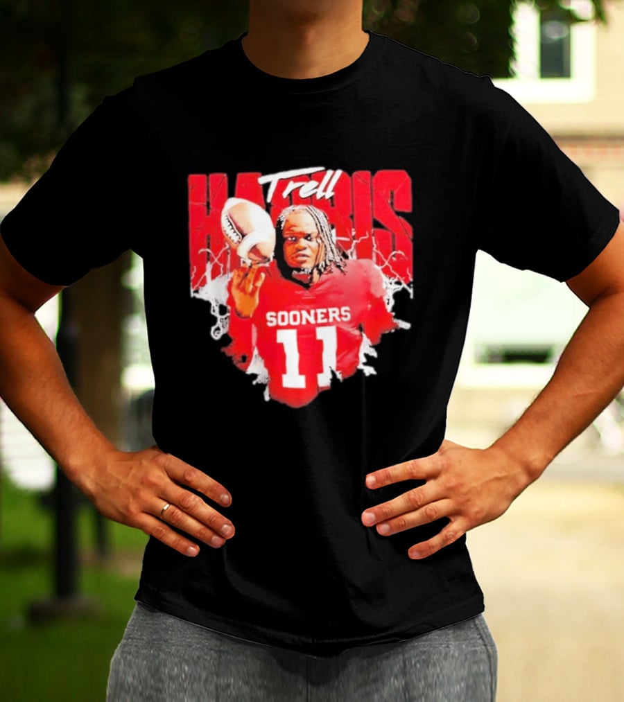 Trell Harris Oklahoma Sooners NCAA Football Player 11 Lightning T-Shirt