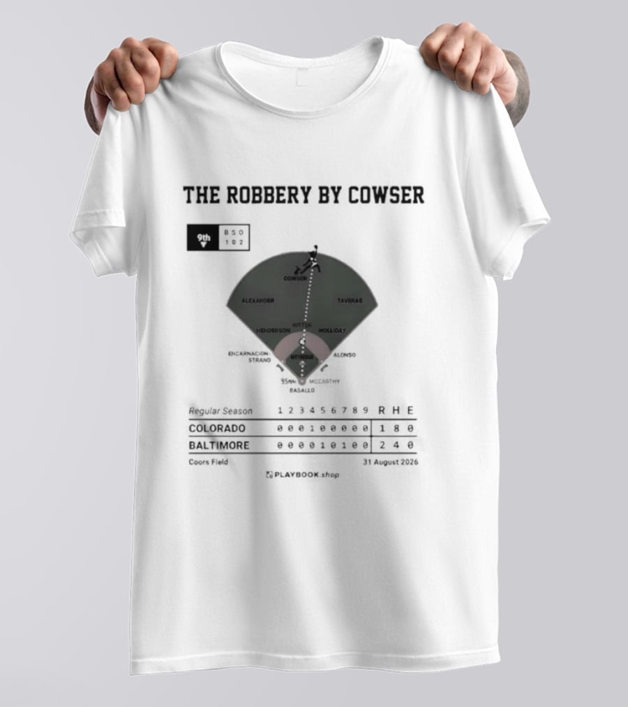 Colton Cowser The Robbery By Cowser Baltimore Baseball Stadium Layout T-Shirt