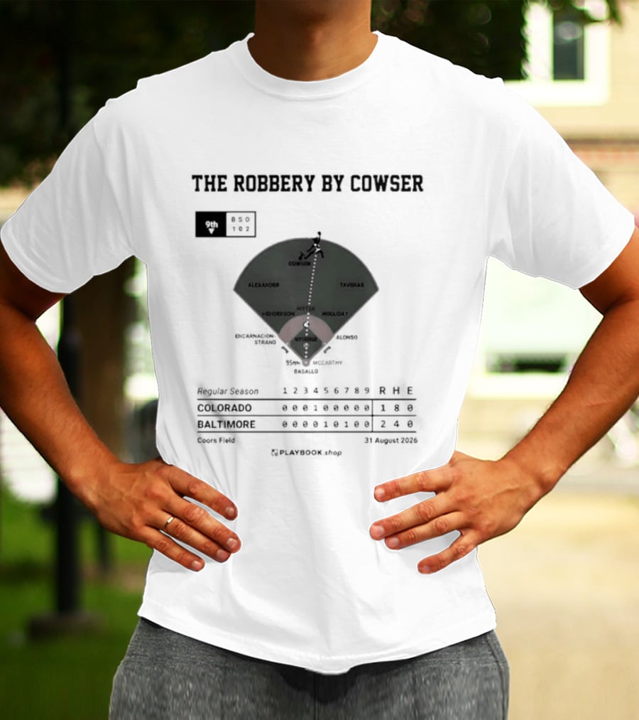 Colton Cowser The Robbery By Cowser Baltimore Baseball Stadium Layout T-Shirt