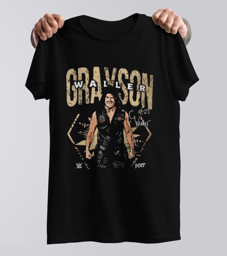 Grayson Waller WWE NXT #21 Wrestler In Black Hooded Vest With Signature Pose T-Shirt