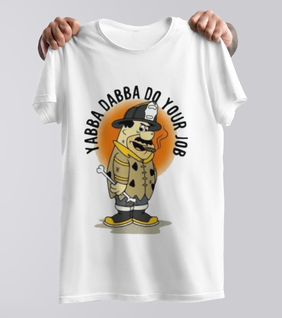 Flintstones Firefighter Yabba Dabba Do Your Job Smoking Cartoon T-Shirt