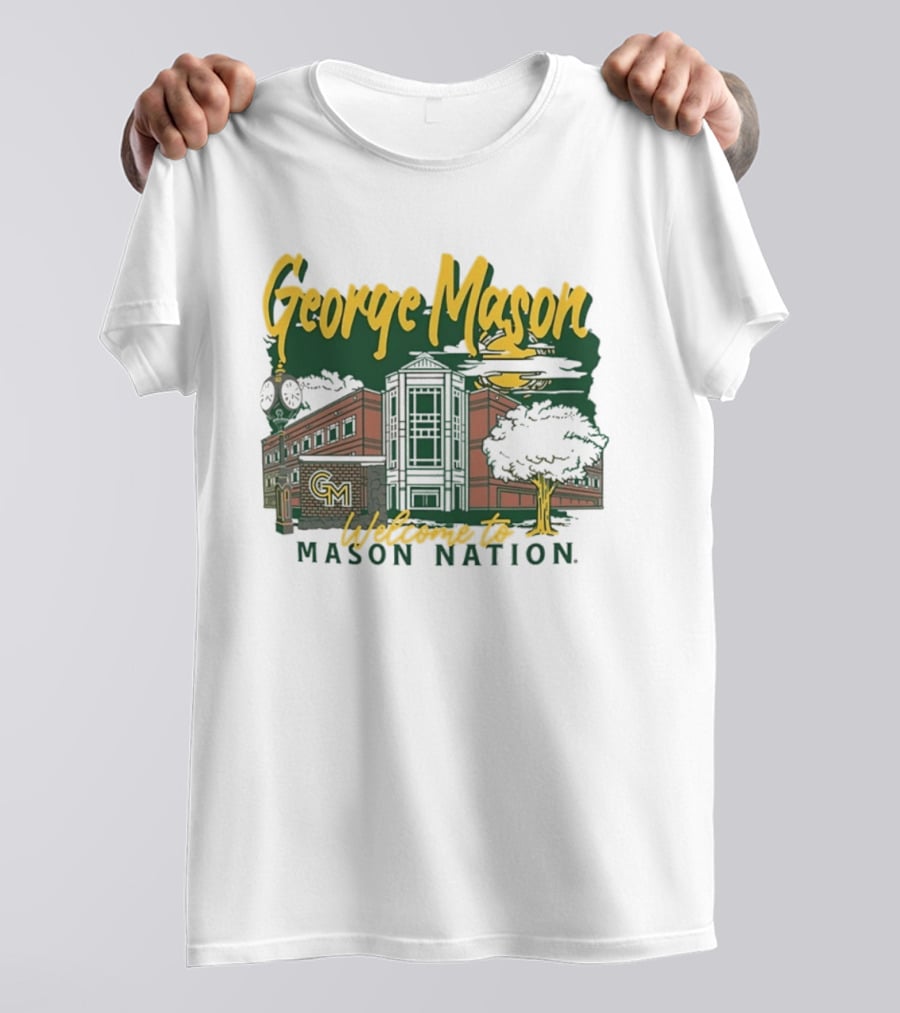 George Mason University Welcome To Mason Nation Iconic Campus Building And Tower T-Shirt