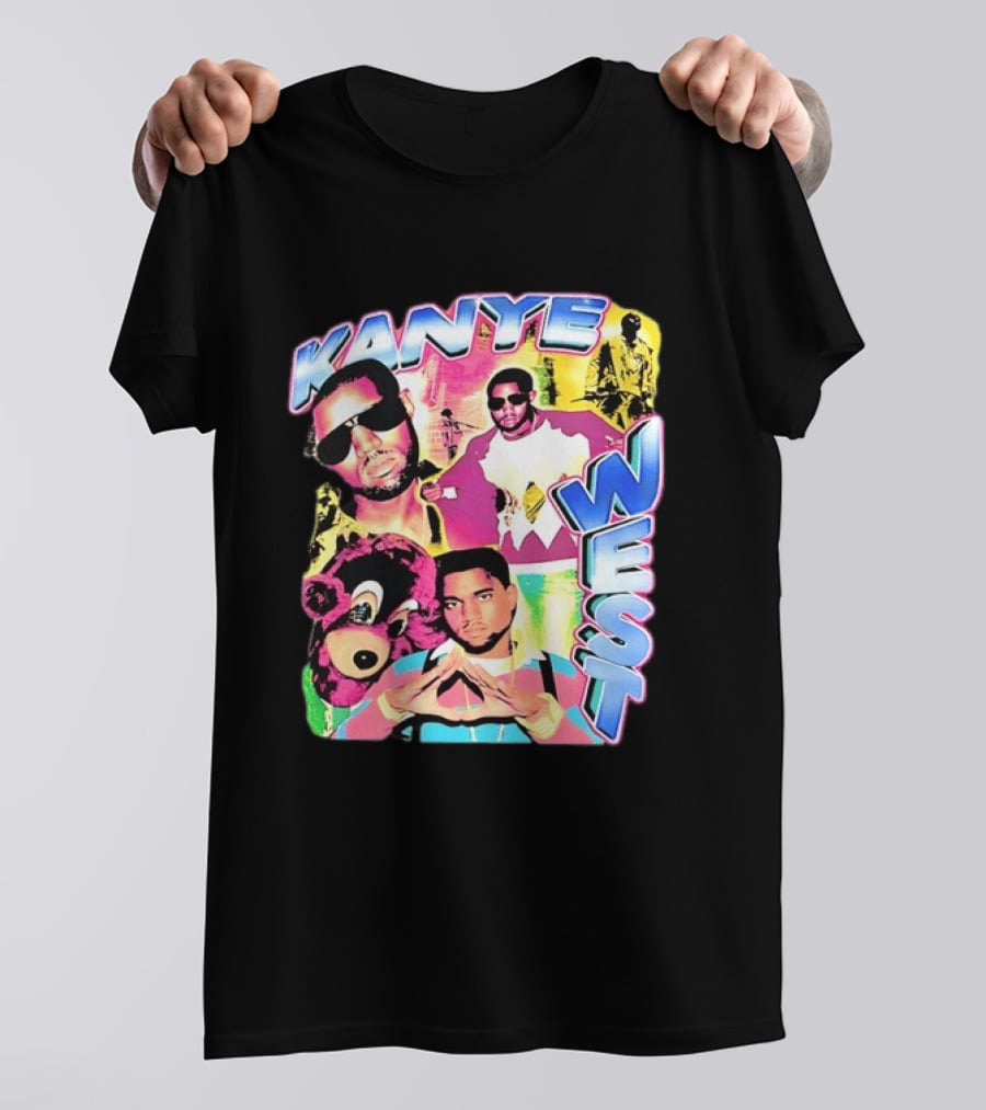 Kanye West Vintage Yeezy Bear Collage Hip Hop Rap Legend T-Shirt