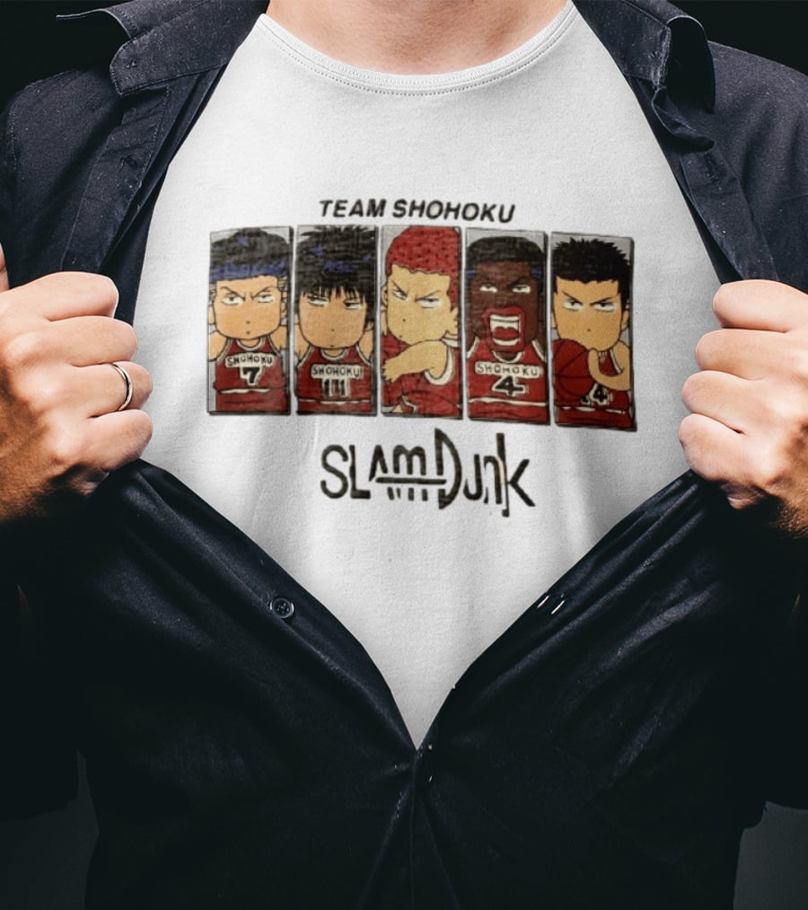 Team Shohoku Slam Dunk Sakuragi Hanamichi Rukawa Kaede Akagi Takenori Miyagi Ryota T-Shirt