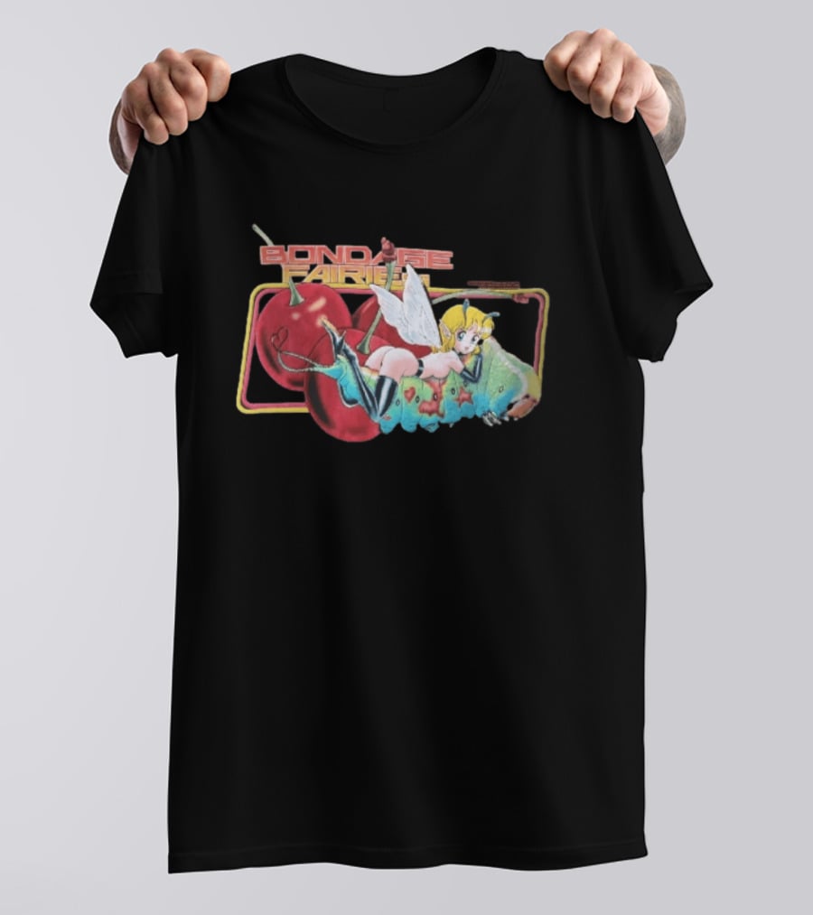 Bondage Fairies Anime Fairy On Caterpillar With Cherries T-Shirt