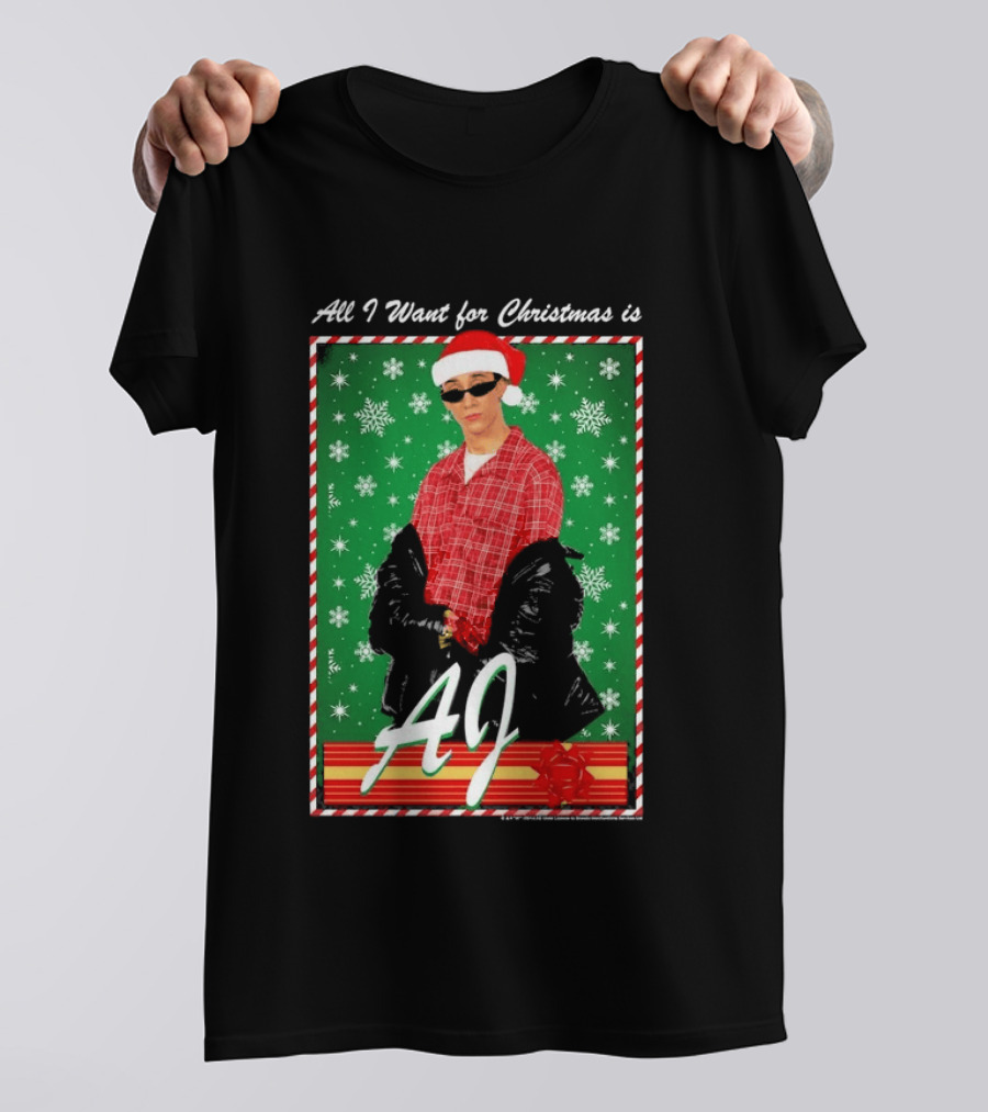 Backstreet Boys AJ All I Want For Christmas Santa Hat Snowflakes Junior T-Shirt