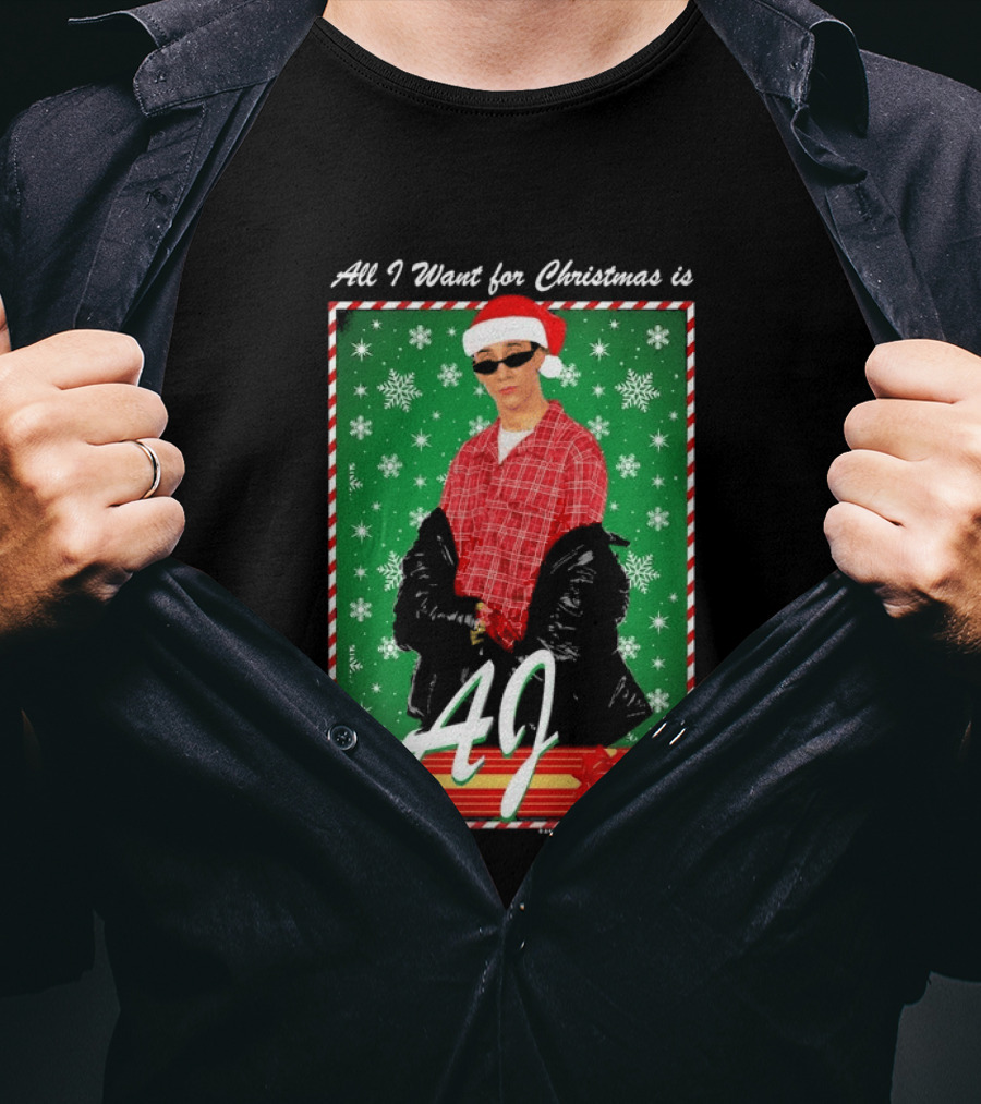 Backstreet Boys AJ All I Want For Christmas Santa Hat Snowflakes Junior T-Shirt