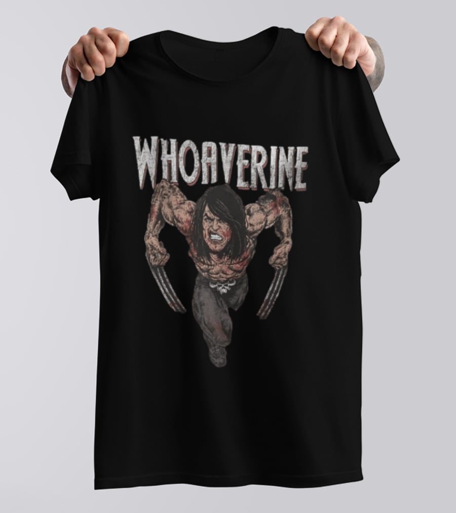 Whoaverine Claws Bare Chest Gritting Teeth T-Shirt