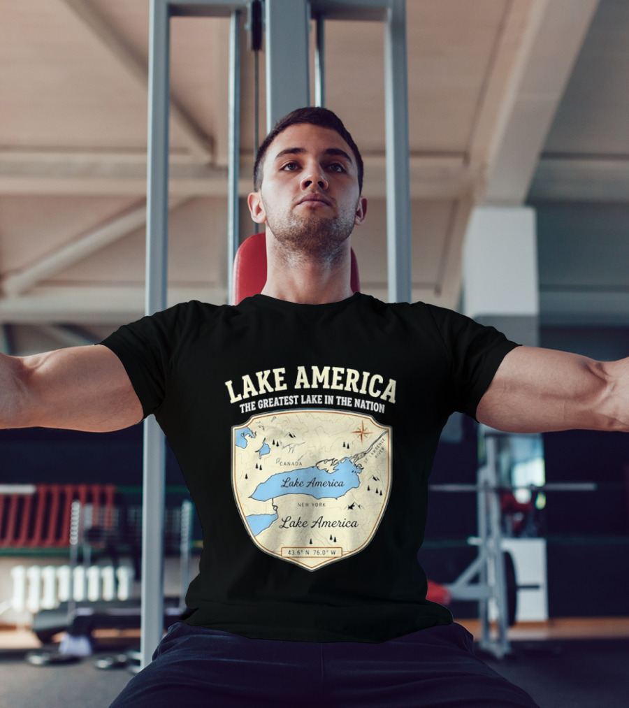 Lake America The Greatest Lake In The Nation Map Compass Cream T-Shirt