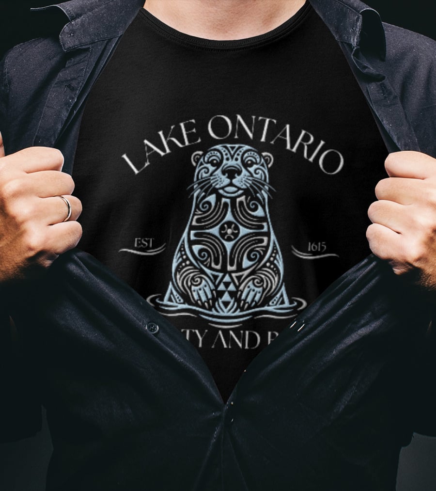 Lake Ontario Be Salty And Resist Est 1615 Tribal Line Otter Water T-Shirt