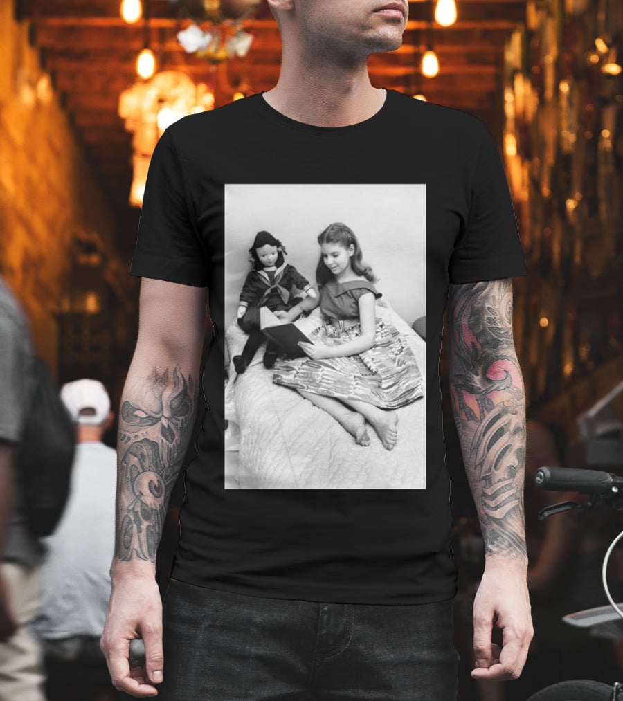 Robin Morgan Young Girl Reading With Doll Vintage Photograph T-Shirt
